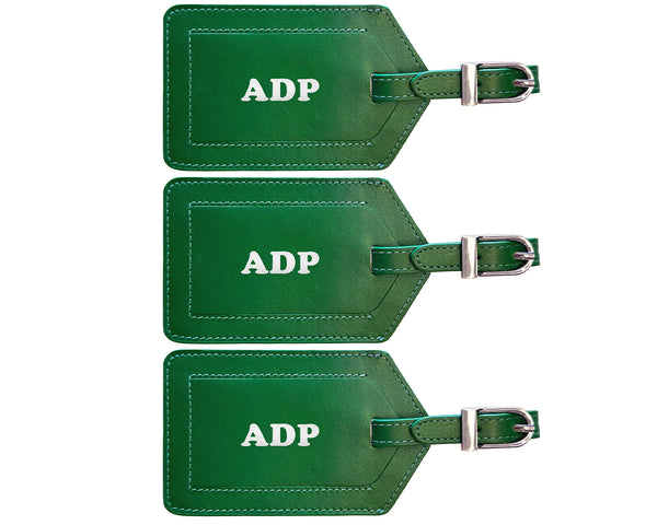 Personalized Monogrammed Leather Luggage Tags - 3 Pack