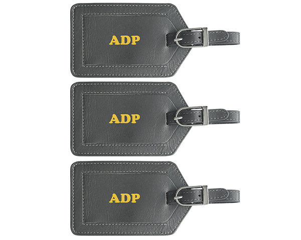 Personalized Monogrammed Leather Luggage Tags - 3 Pack - A&A Creative Designs