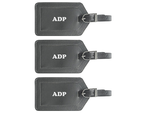 Personalized Monogrammed Leather Luggage Tags - 3 Pack - A&A Creative Designs