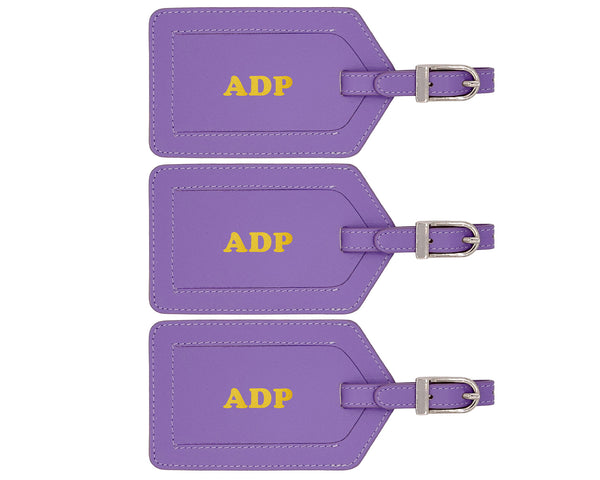 Personalized Monogrammed Leather Luggage Tags - 3 Pack