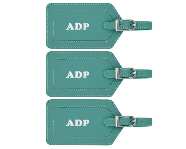 Personalized Monogrammed Leather Luggage Tags - 3 Pack