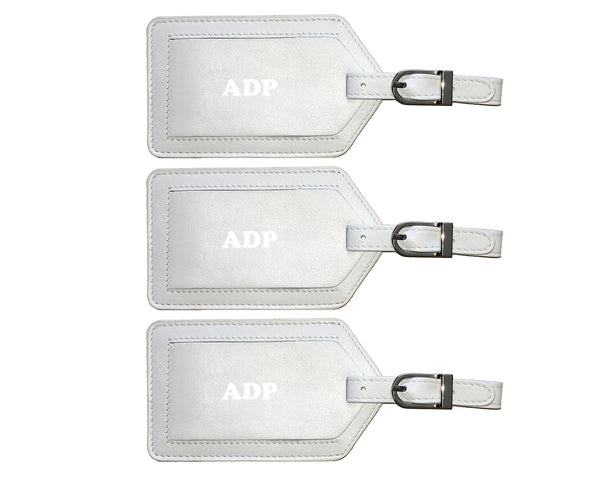 Personalized Monogrammed Leather Luggage Tags - 3 Pack