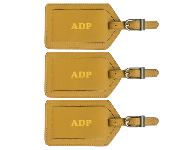 Personalized Monogrammed Leather Luggage Tags - 3 Pack
