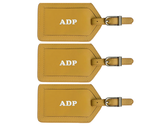 Personalized Monogrammed Leather Luggage Tags - 3 Pack