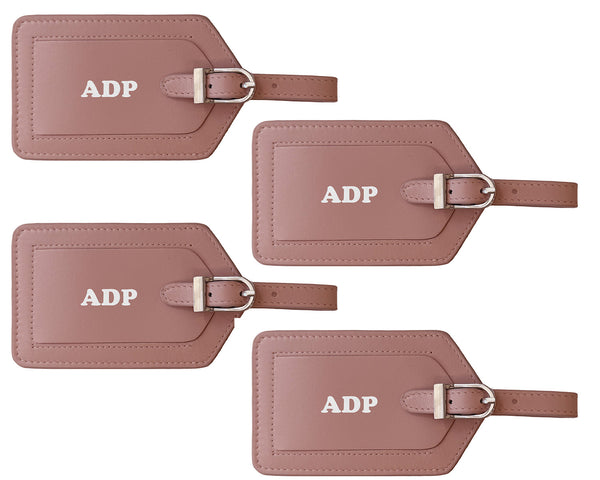 Personalized Monogrammed Leather Luggage Tags - 4 Pack