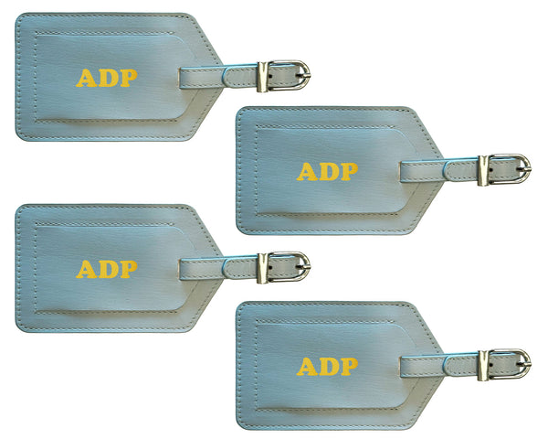 Personalized Monogrammed Leather Luggage Tags - 4 Pack