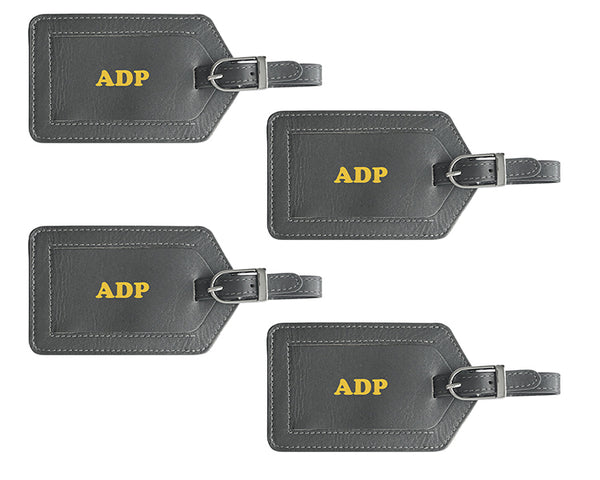 Personalized Monogrammed Leather Luggage Tags - 4 Pack - A&A Creative Designs