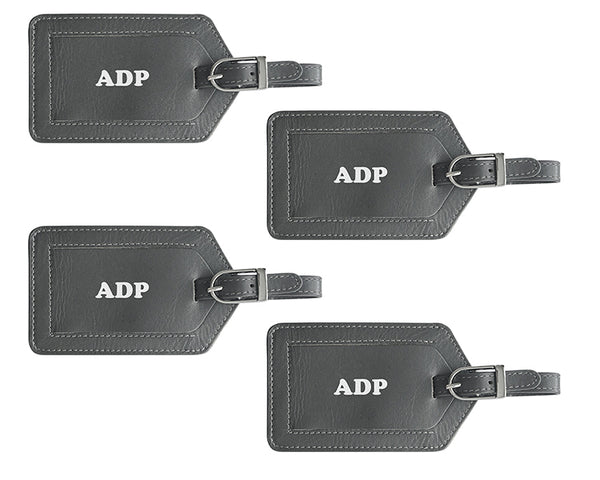 Personalized Monogrammed Leather Luggage Tags - 4 Pack - A&A Creative Designs