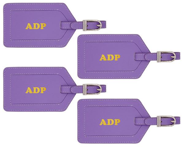 Personalized Monogrammed Leather Luggage Tags - 4 Pack