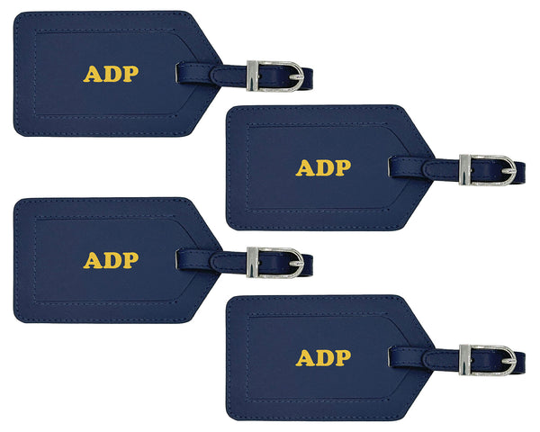 Personalized Monogrammed Leather Luggage Tags - 4 Pack