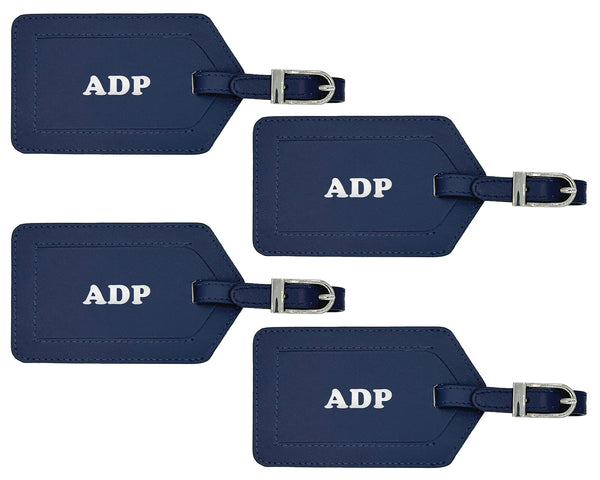 Personalized Monogrammed Leather Luggage Tags - 4 Pack