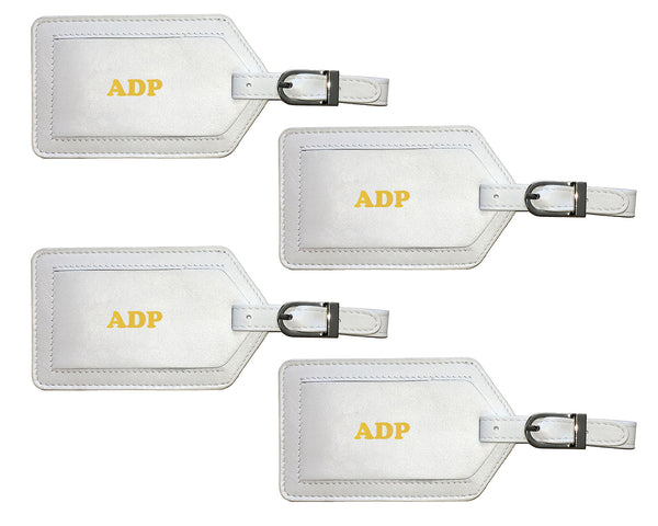 Personalized Monogrammed Leather Luggage Tags - 4 Pack