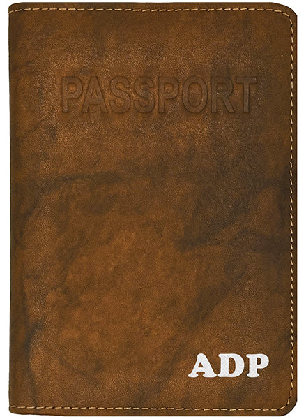 Personalized Monogrammed Leather RFID Passport Cover Holder - A&A Creative Designs