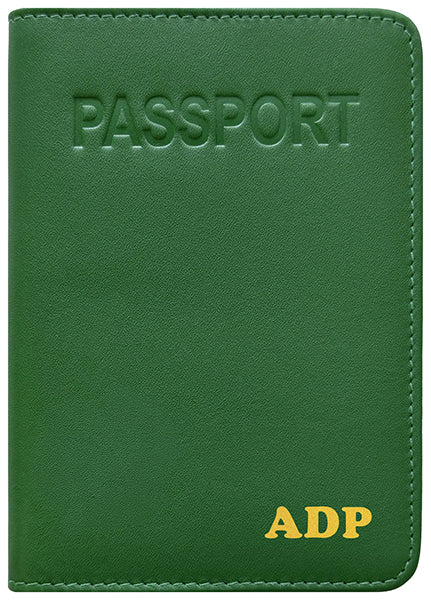 Personalized Monogrammed Leather RFID Passport Cover Holder