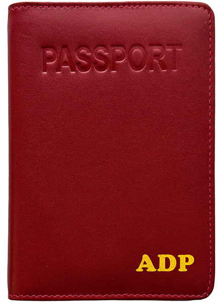 Personalized Monogrammed Leather RFID Passport Cover Holder