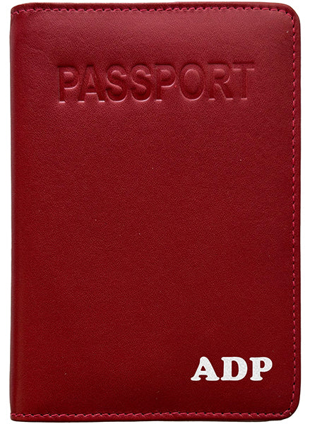 Personalized Monogrammed Leather RFID Passport Cover Holder