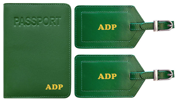 Personalized Passport Cover Holder and 2 Luggage Tags