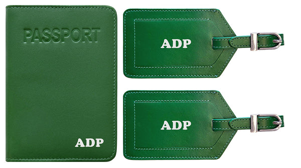 Personalized Passport Cover Holder and 2 Luggage Tags
