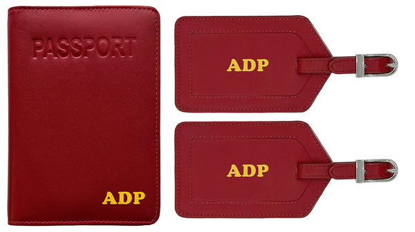 Personalized Passport Cover Holder and 2 Luggage Tags