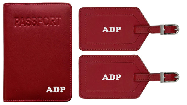 Personalized Passport Cover Holder and 2 Luggage Tags