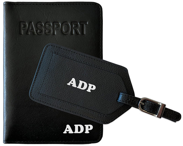 Personalized Monogrammed Leather RFID Passport Cover Holder and Luggage Tag - A&A Creative Designs
