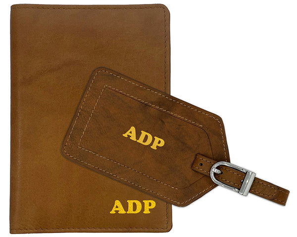 Personalized Monogrammed Leather RFID Passport Wallet and Luggage Tag - A&A Creative Designs