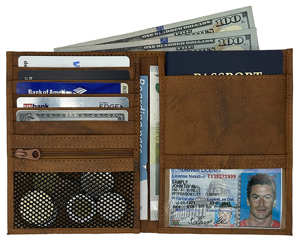 Deluxe Personalized Monogrammed Leather RFID Passport Wallet and Luggage Tag