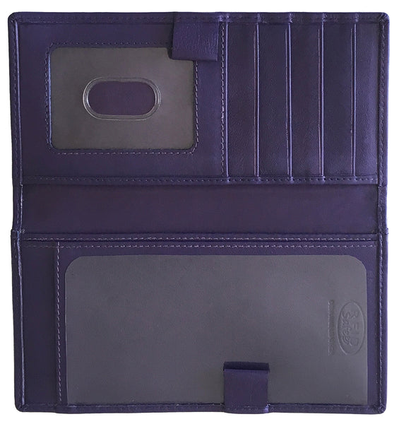 RFID Leather Checkbook Cover with Credit Card Slots and Pen Holder - A&A Creative Designs