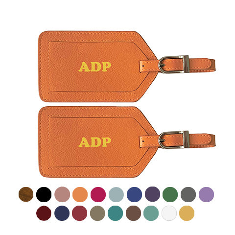 Personalized Monogrammed Leather Luggage Tags - 2 Pack - A&A Creative Designs