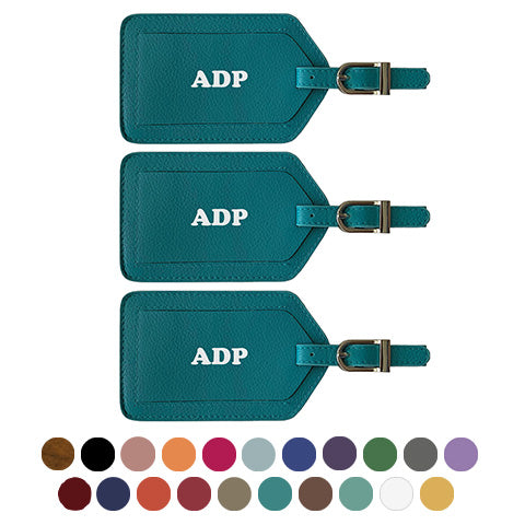 Personalized Monogrammed Leather Luggage Tags - 3 Pack - A&A Creative Designs