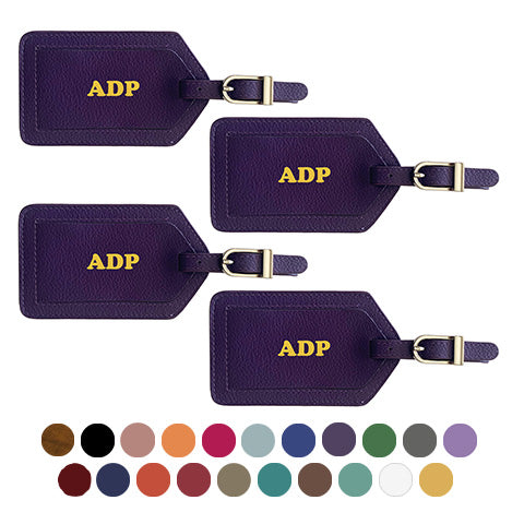 Personalized Monogrammed Leather Luggage Tags - 4 Pack - A&A Creative Designs