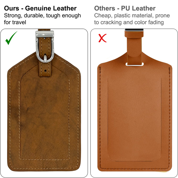 Genuine Top Grain Leather Luggage Tag - A&A Creative Designs