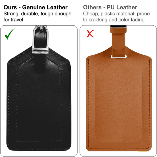 Genuine Top Grain Leather Luggage Tag - A&A Creative Designs