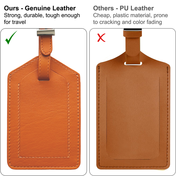 Genuine Top Grain Leather Luggage Tag - A&A Creative Designs