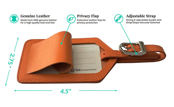 Personalized Monogrammed Leather Luggage Tags - 2 Pack - A&A Creative Designs