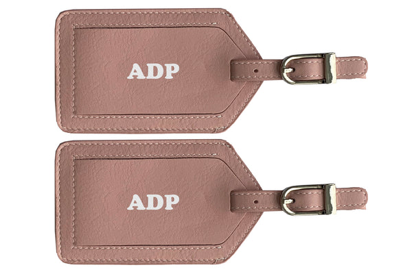 Personalized Monogrammed Leather Luggage Tags - 2 Pack - A&A Creative Designs