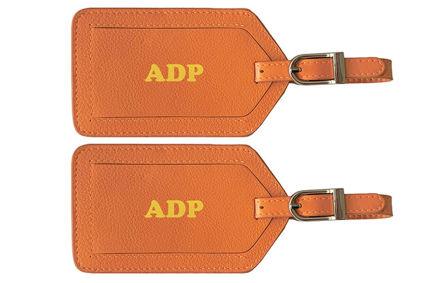 Personalized Monogrammed Leather Luggage Tags - 2 Pack - A&A Creative Designs