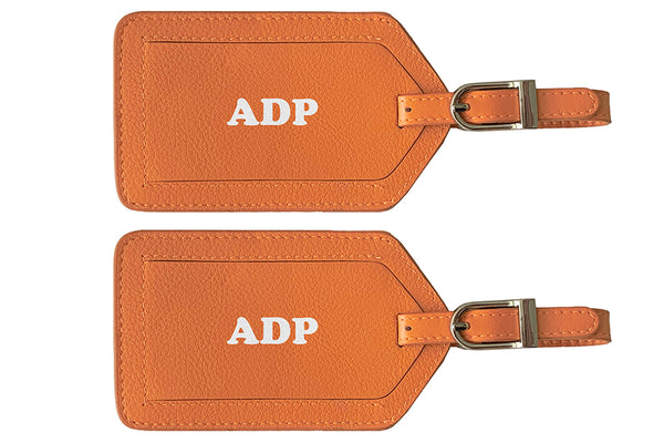 Personalized Monogrammed Leather Luggage Tags - 2 Pack - A&A Creative Designs