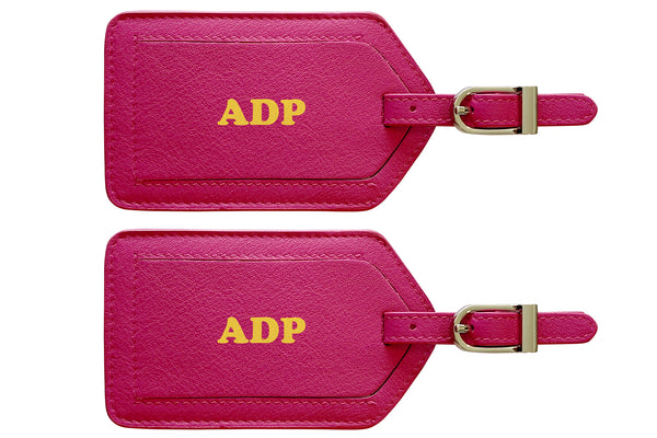 Personalized Monogrammed Leather Luggage Tags - 2 Pack - A&A Creative Designs