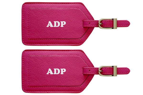 Personalized Monogrammed Leather Luggage Tags - 2 Pack - A&A Creative Designs