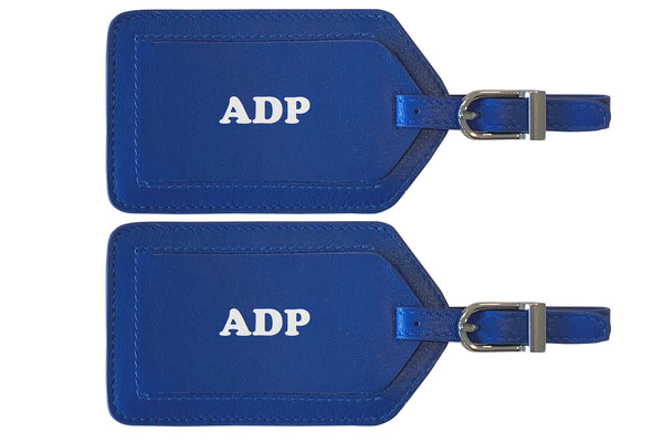 Personalized Monogrammed Leather Luggage Tags - 2 Pack - A&A Creative Designs