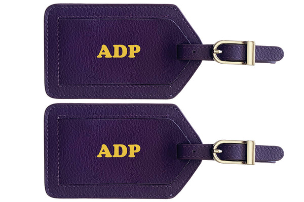 Personalized Monogrammed Leather Luggage Tags - 2 Pack - A&A Creative Designs