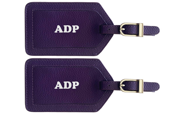 Personalized Monogrammed Leather Luggage Tags - 2 Pack - A&A Creative Designs
