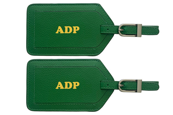 Personalized Monogrammed Leather Luggage Tags - 2 Pack - A&A Creative Designs