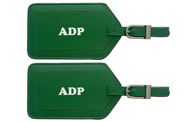 Personalized Monogrammed Leather Luggage Tags - 2 Pack - A&A Creative Designs