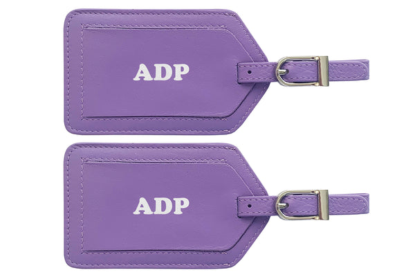 Personalized Monogrammed Leather Luggage Tags - 2 Pack - A&A Creative Designs