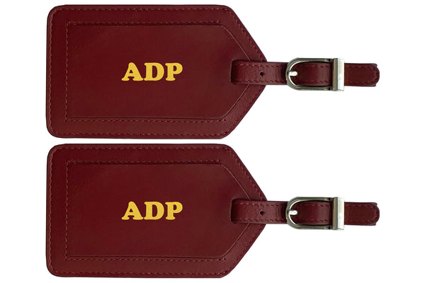 Personalized Monogrammed Leather Luggage Tags - 2 Pack - A&A Creative Designs
