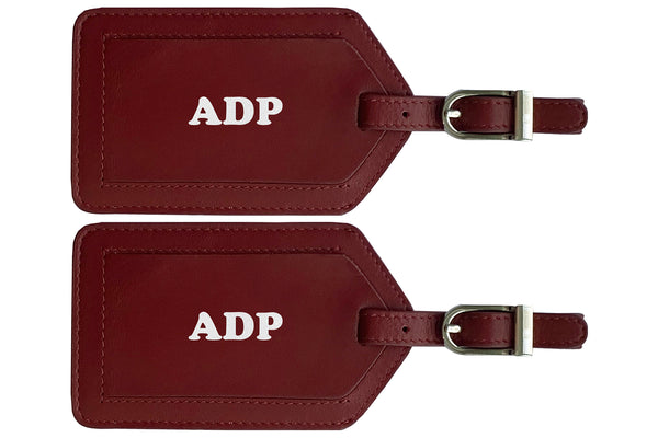 Personalized Monogrammed Leather Luggage Tags - 2 Pack - A&A Creative Designs