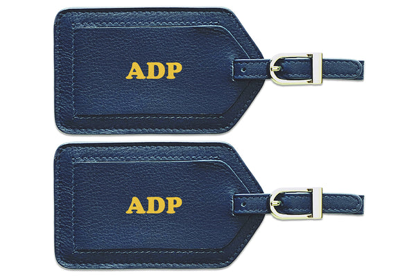 Personalized Monogrammed Leather Luggage Tags - 2 Pack - A&A Creative Designs