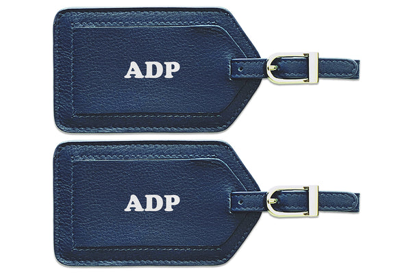 Personalized Monogrammed Leather Luggage Tags - 2 Pack - A&A Creative Designs